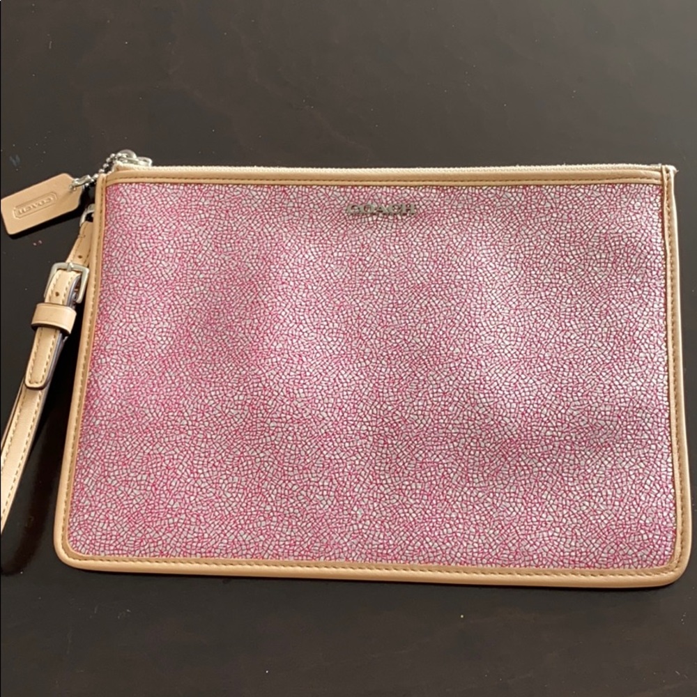 Coach Metallic Crackle Flat Zip